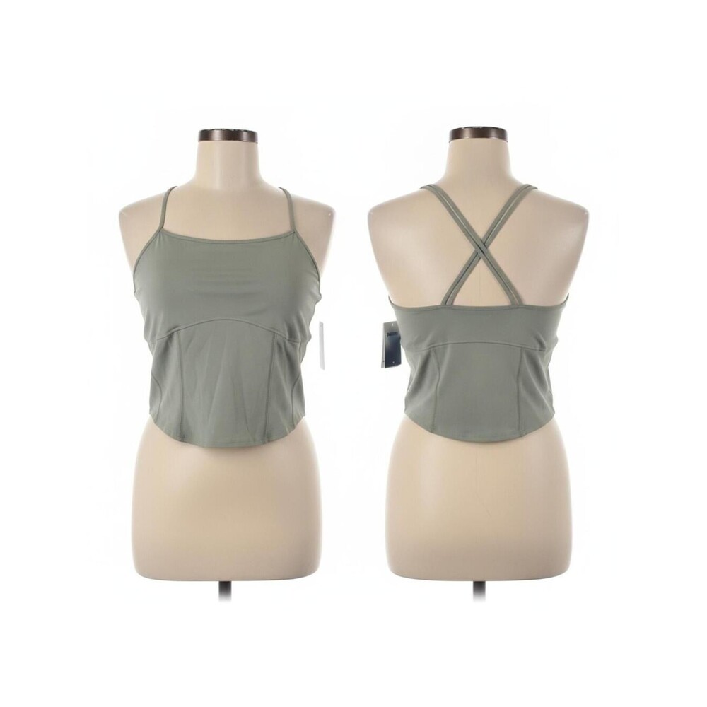 Abound Women XL Sage Green Corset Crop Top Spaghetti Strap Casual Everyday